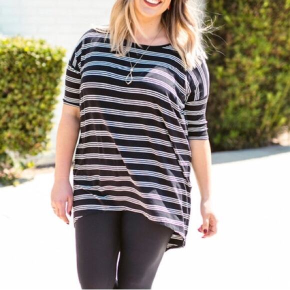 LuLaRoe Irma NWT SS Small Beautiful Pink Orange Black Oversized Tunic Top - Picture 15 of 16